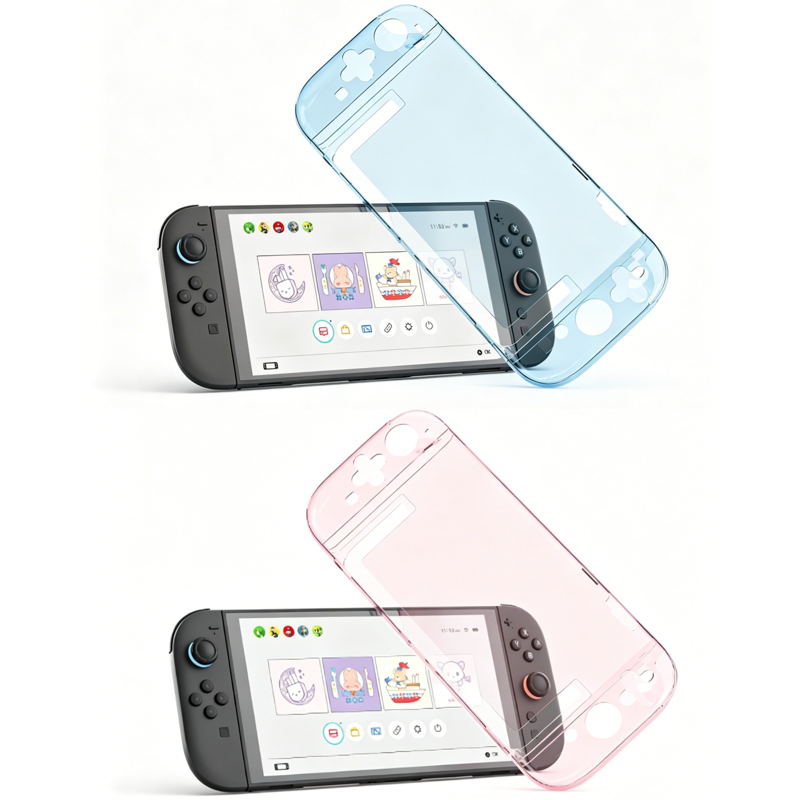 GeekShare Clear Protective Case for Nintendo Switch 2025 Shell Cover Pink / Blue