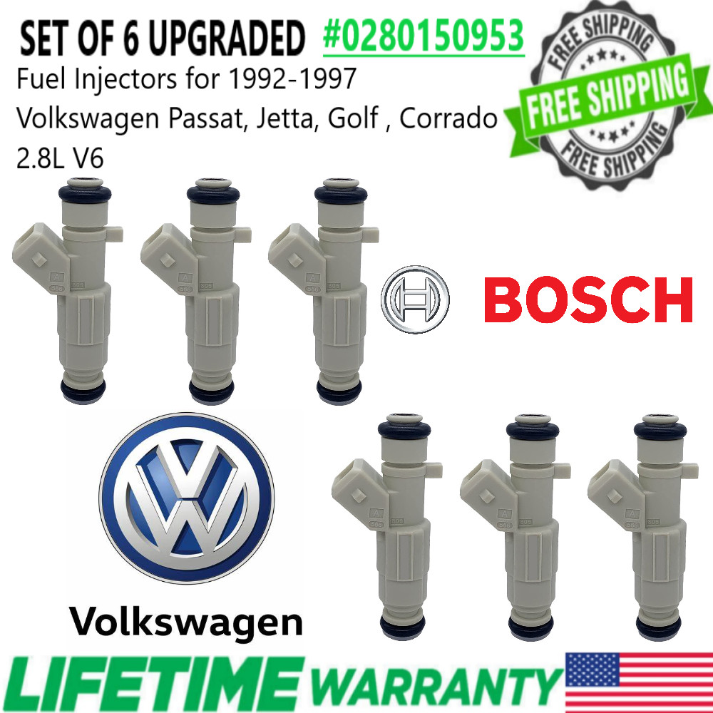 UPGRADED OEM BOSCH x6 4 hole 19lb Fuel Injectors for 92-97 Volkswagen 2.8L V6