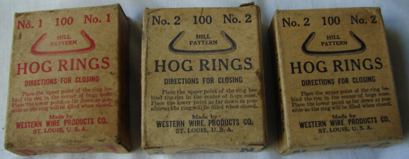 Hog Rings No. 1 & No. 2 100 Ct Lot Of 3 Boxes New Old Stock NOS Western Wire