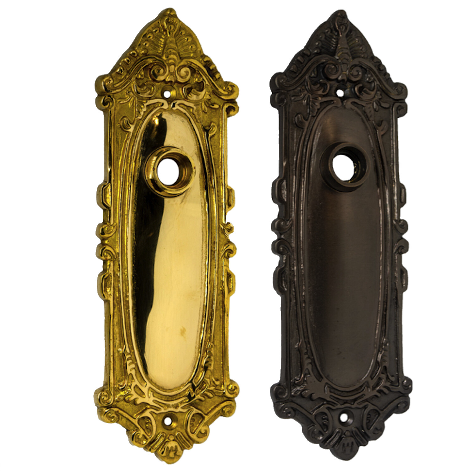 Solid Brass or Bronze Vintage Door Plate Pair - The Milford