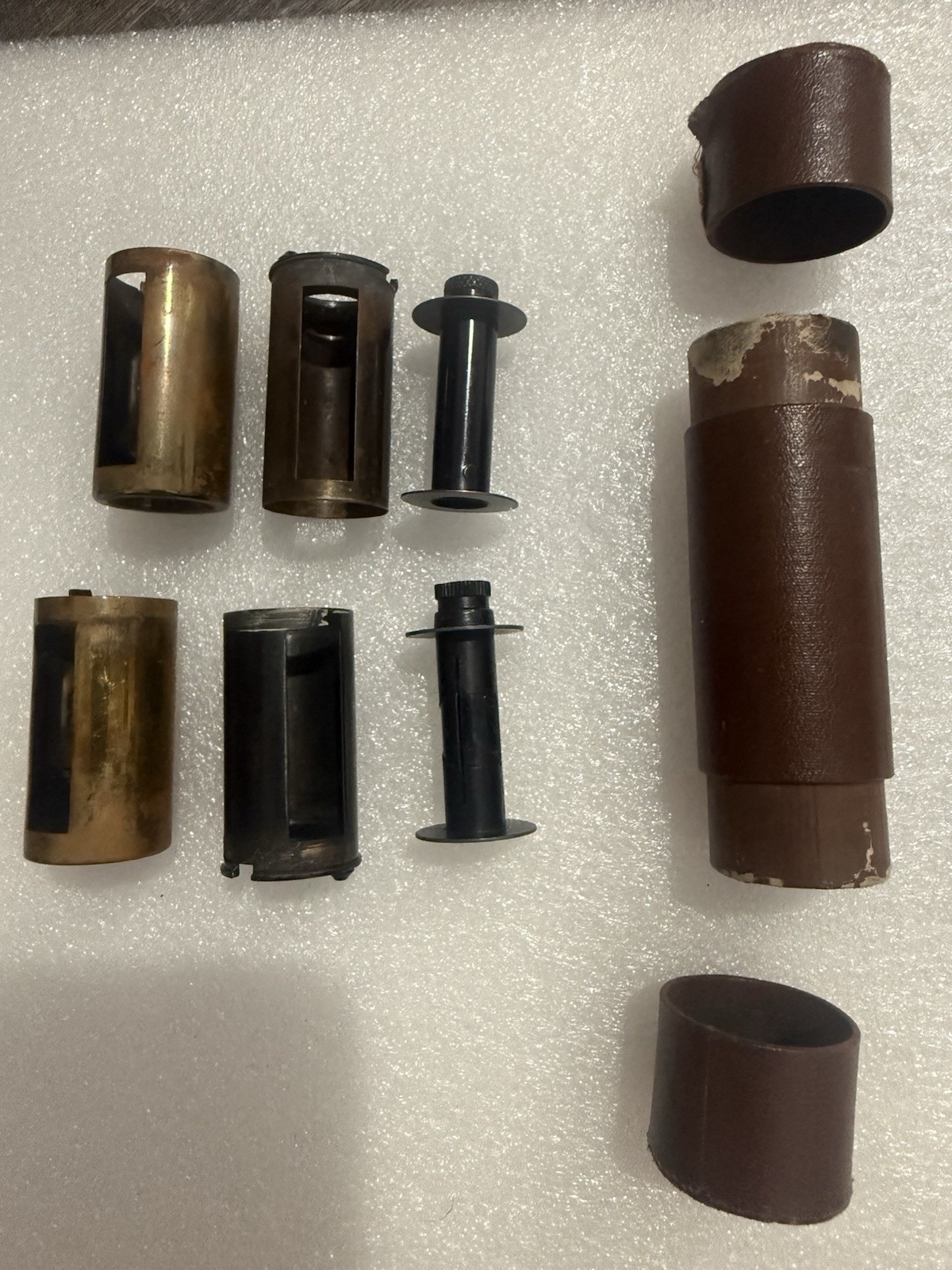 Two Leica E. Leitz Canister Z Brass Reloadable 35mm Film Camera Spool Cartridge