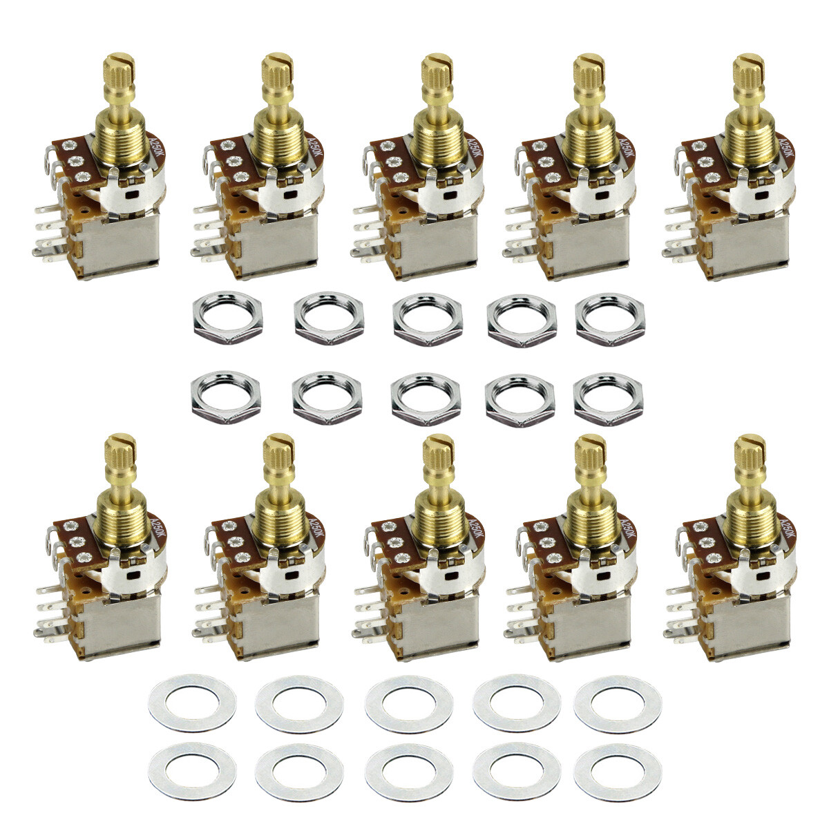 10PCS A250K Copper Short Shaft Guitar Push Push Potentiometer DPDT Switch Pots
