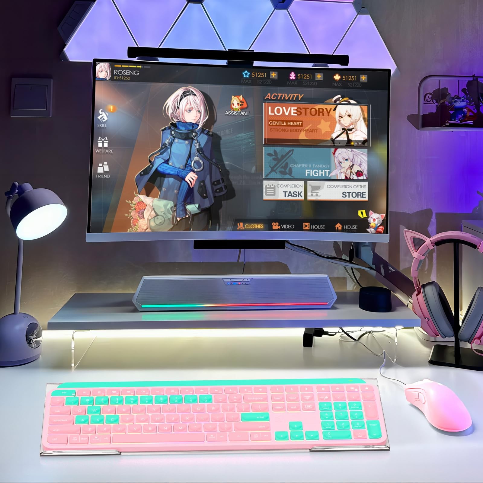 17" Wide Crystal Clear Ergonomic Acrylic Tilted Computer Keyboard Stand