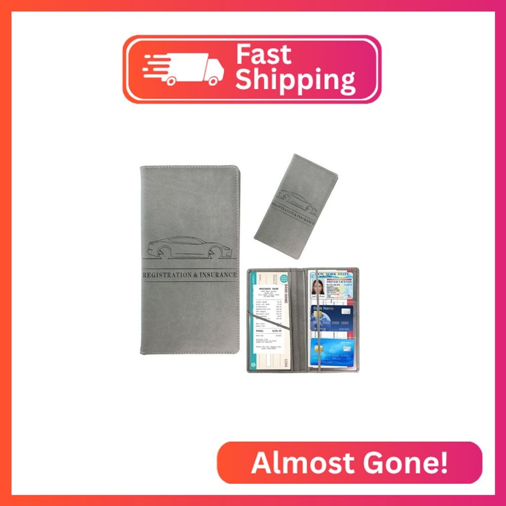 Kewucn Car Registration and Insurance Card Holder, Leather Auto License Document