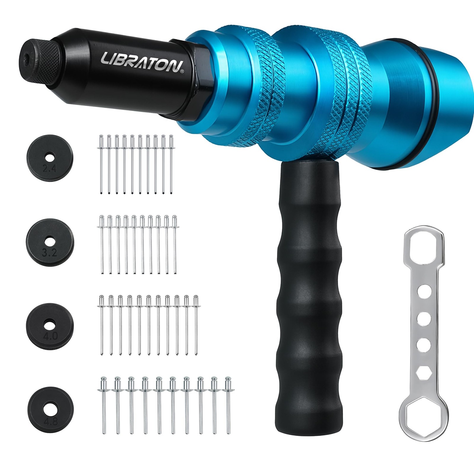 Libraton Rivet Gun Adapter, Adapter for Electric Drill, 4 Sizes