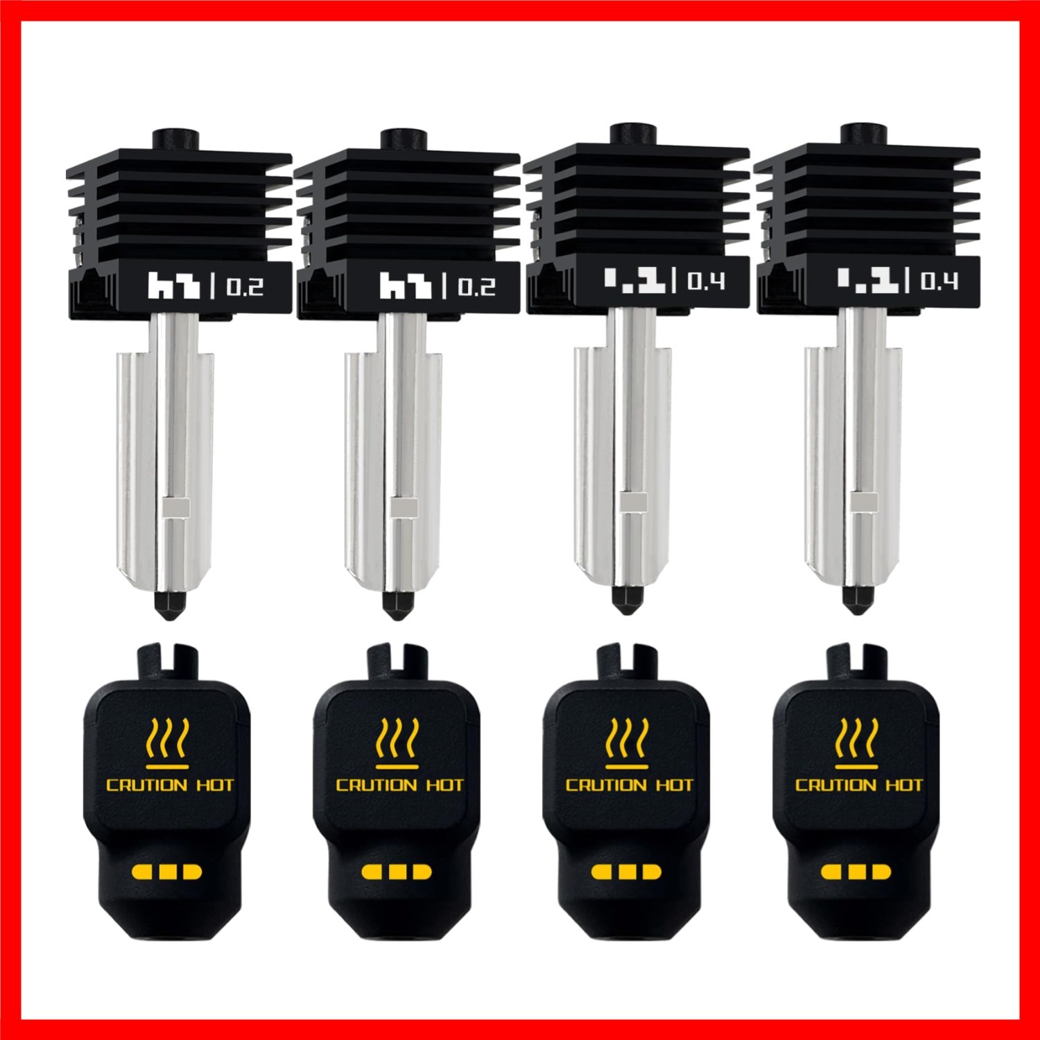 4-Pack Hotend Kit for Bambu P2S/X2D/H2S/H2D/A1 Series