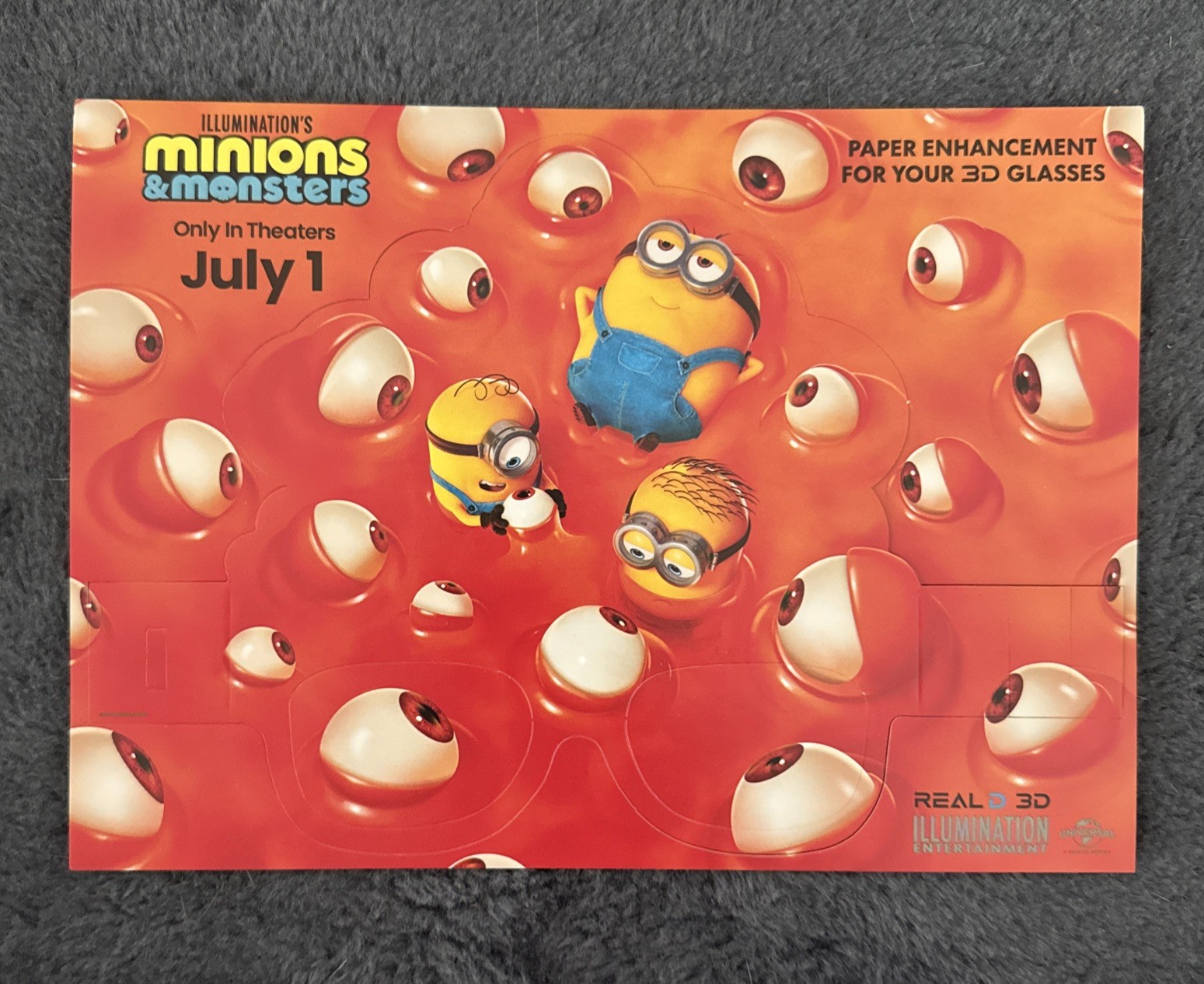 minions and monsters paper enhancement for 3-D glasses reality 3-D Regal Cinemas
