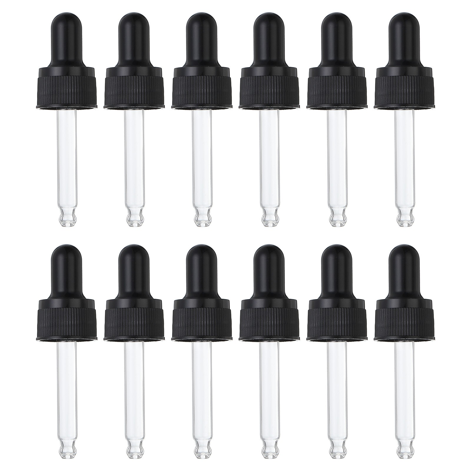 12 Pcs Plastic Glass Dropper Closure Top for 10ml(1/3oz) Bottle, Black