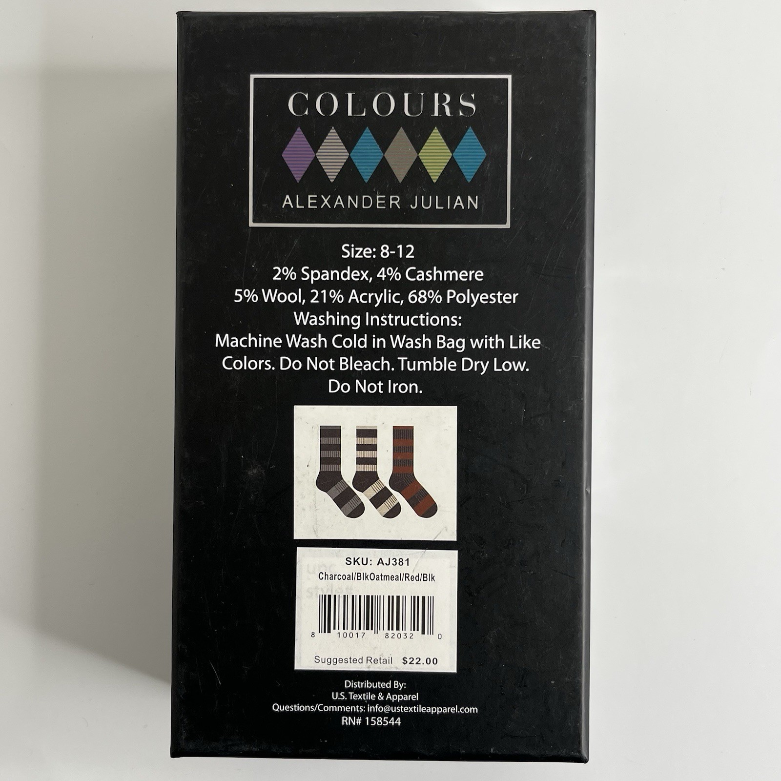 Colours by Alexander Julian Cashmere Wool Blend Crew Socks 3-Pack | Size 8-12 |