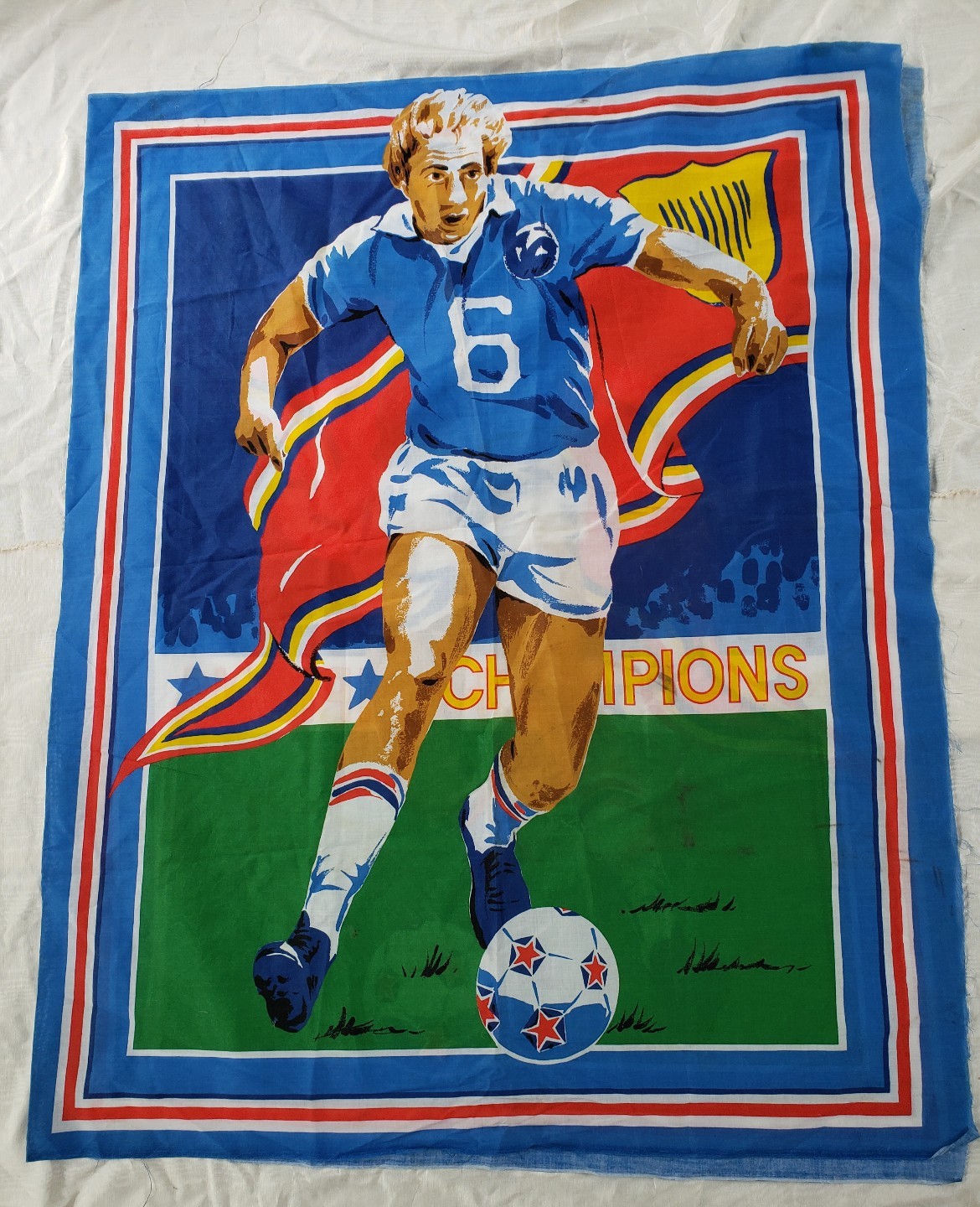 Vintage Soccer Fabric / Material football 36" x 42" wall handing poster