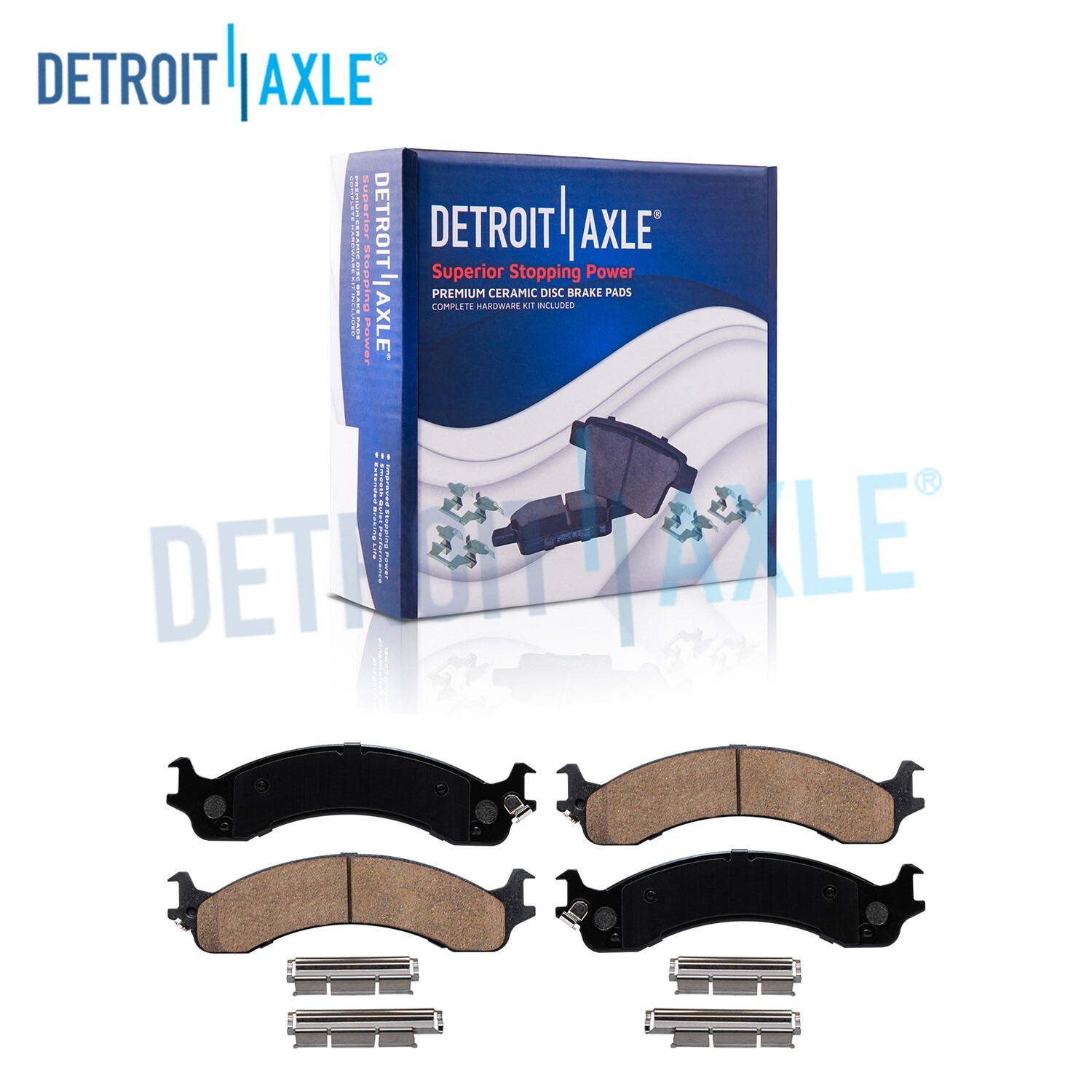 Front Ceramic Brake Pads w/ Hardware Kit for 2000 2001 2002 Dodge Ram 2500 3500