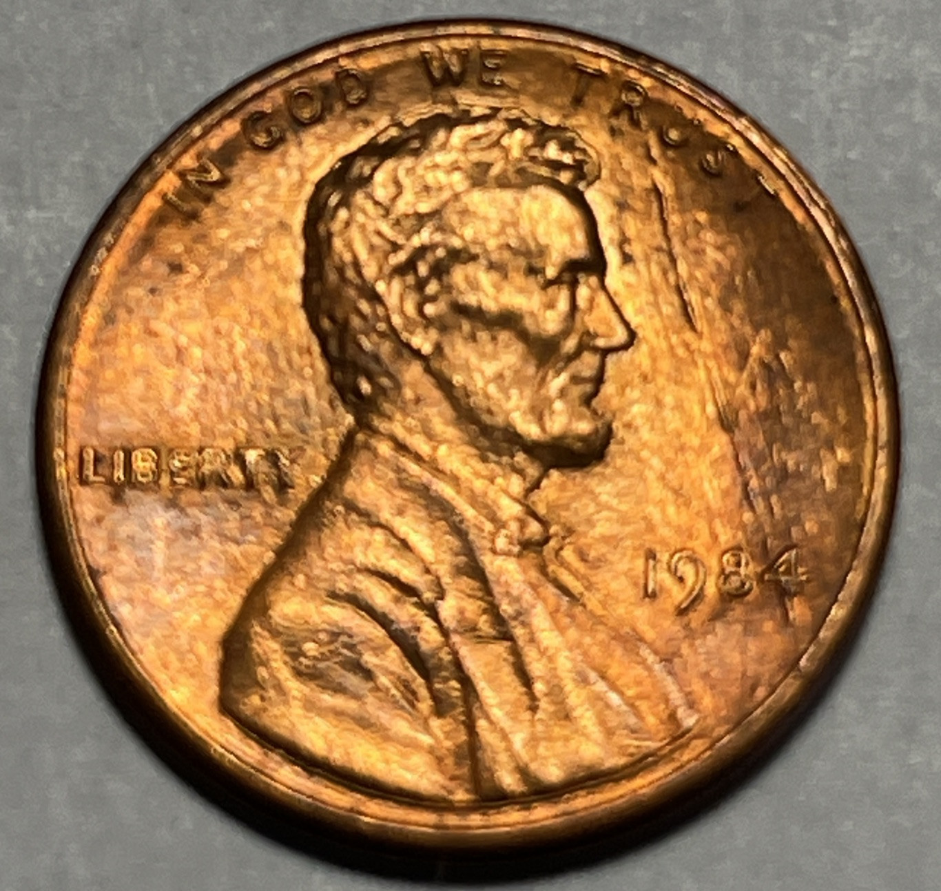 1984 Penny Error Long Die Crack Though Date & Strike Through Error Grease UC