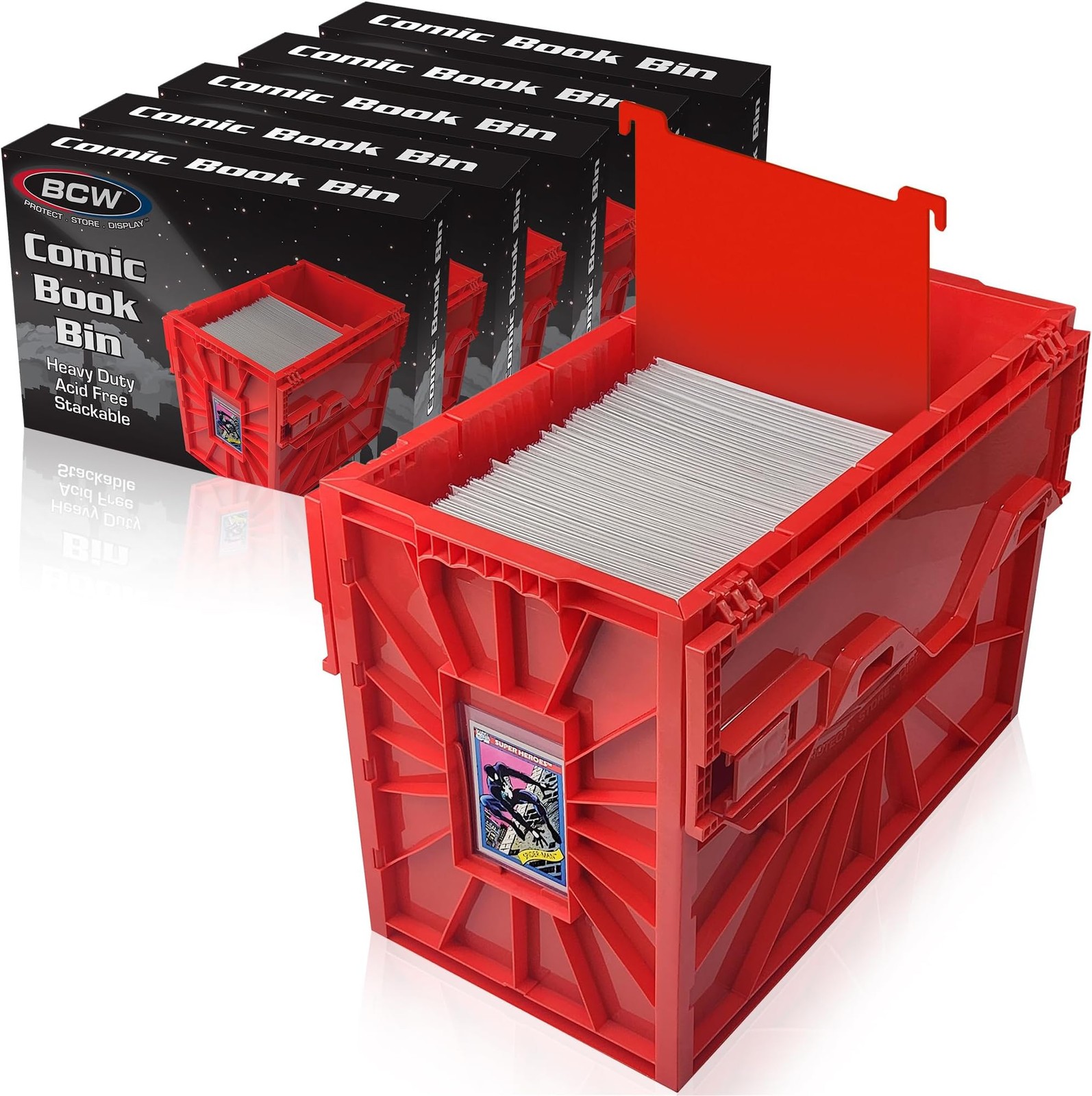 BCW Short Comic Book Bin | Holds 150 Comics | Stackable Plastic Storage | Aci...