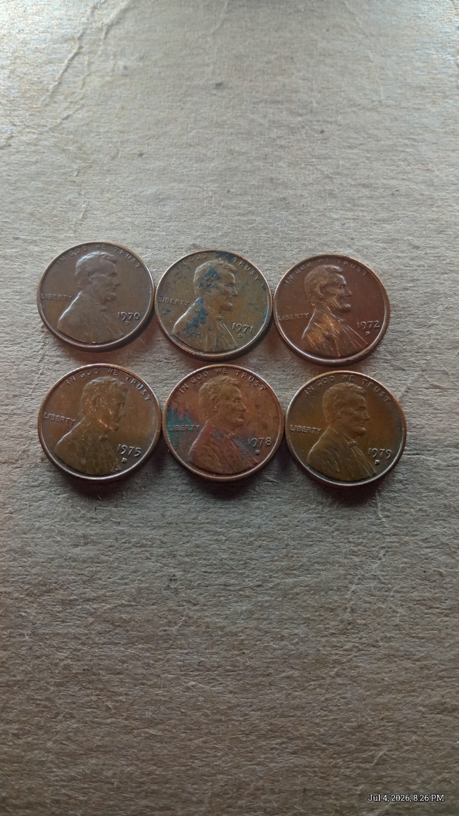 1970's Denver Mint Lincoln Cents
