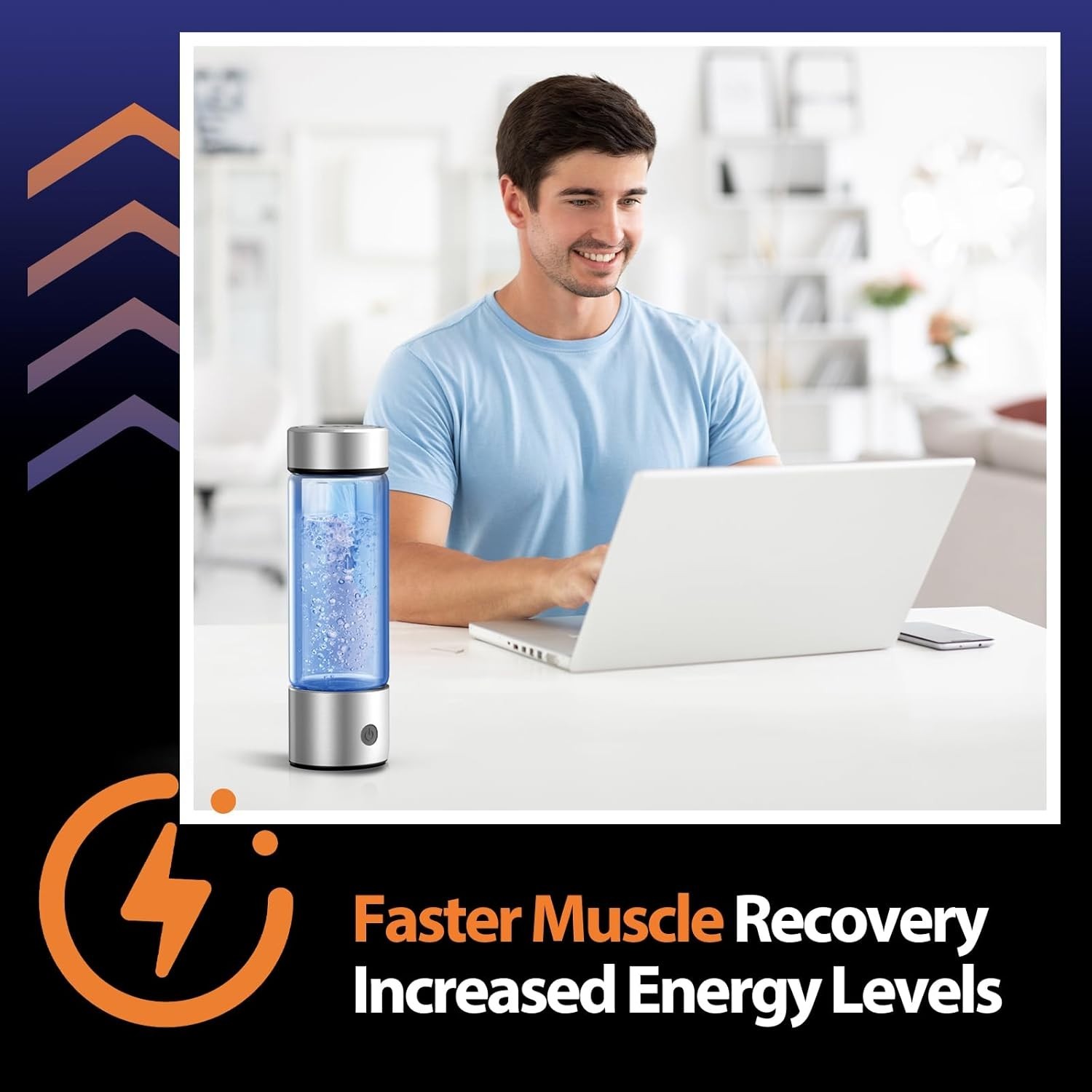 Rechargeable Hydrogen Water Generator - Self-Cleaning Portable Ionizer Bottle