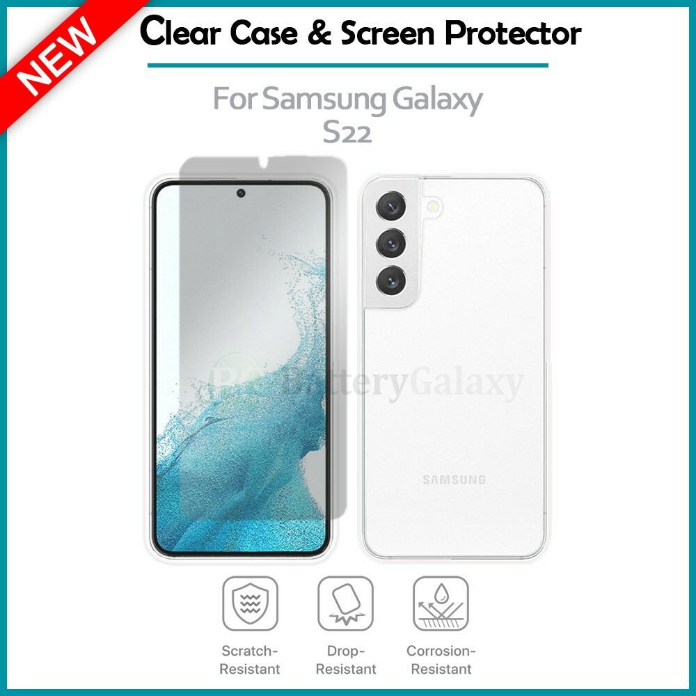 Slim Shockproof Case CLEAR+LCD Screen Protector for Samsung Galaxy S22