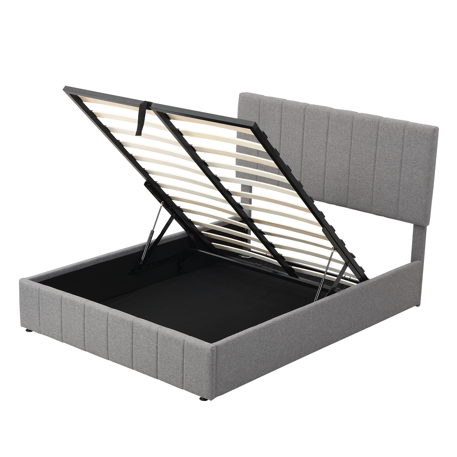 Full Size Upholstered Platform Bed Frame with Hydraulic Storage System Gray New