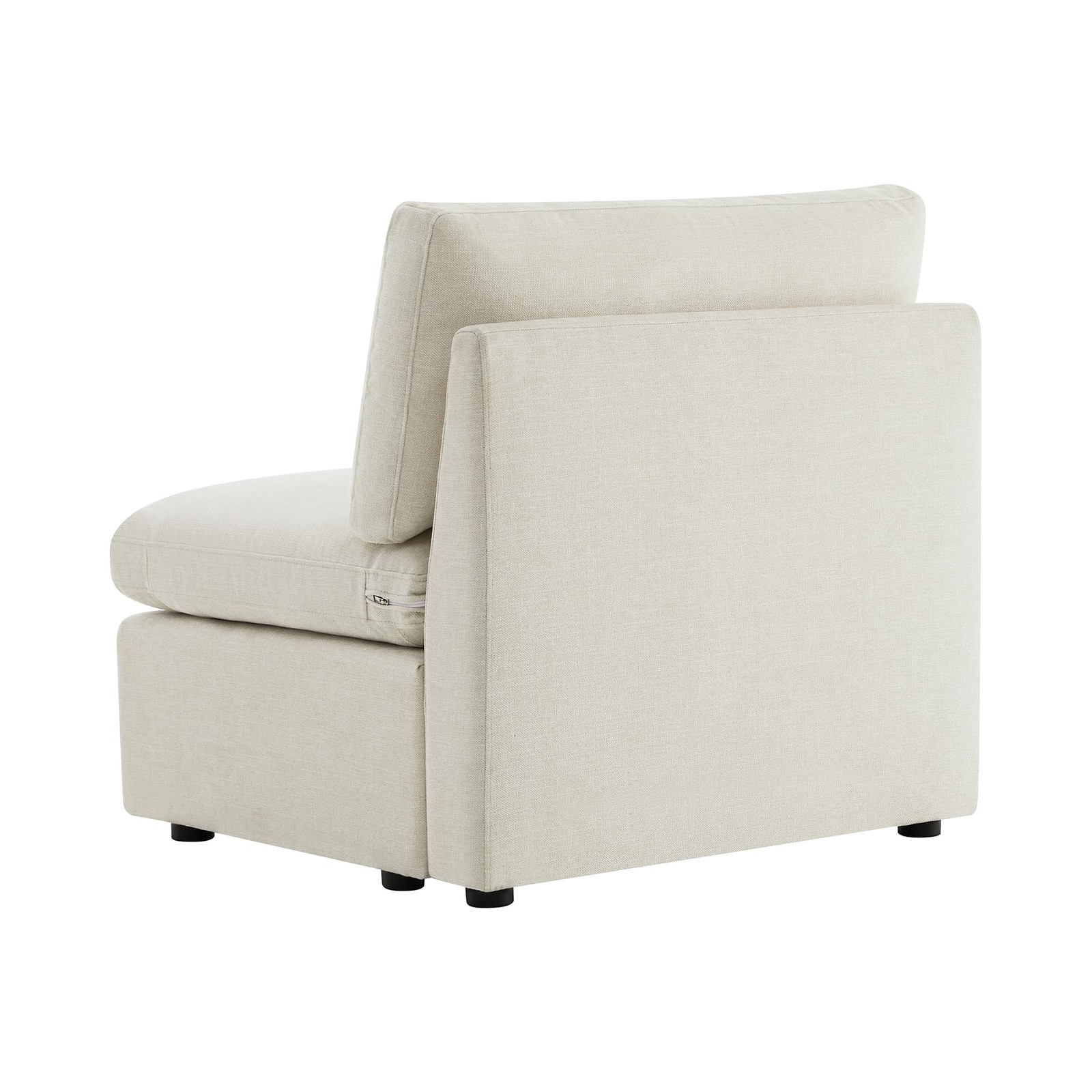 Modern Upholstered Middle Module Modular Sectional Accent Armless Chair Linen