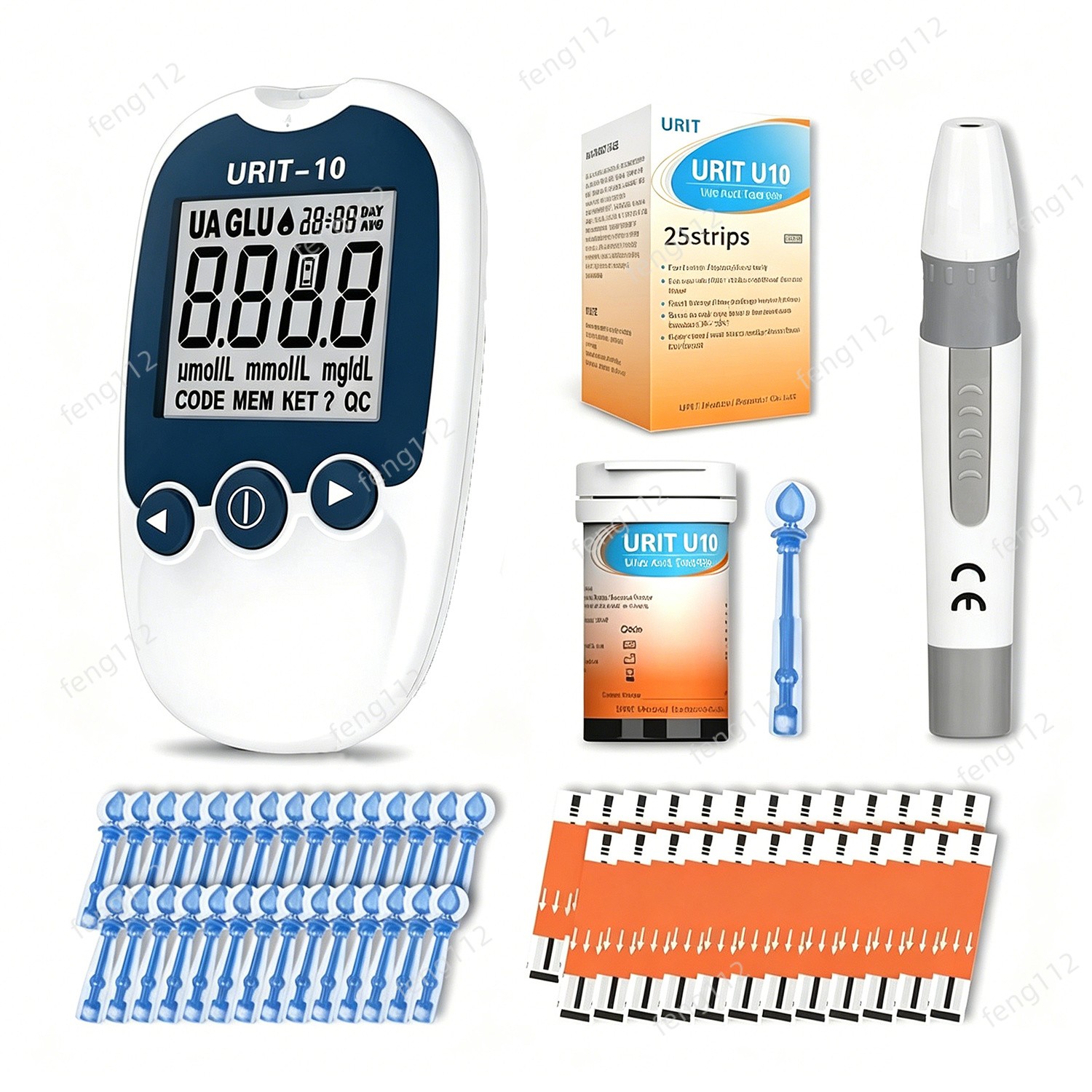 URIT-10 Uric Acid Meter Kit Uric Tester 25pcs Test Strips for Gout Care yhy