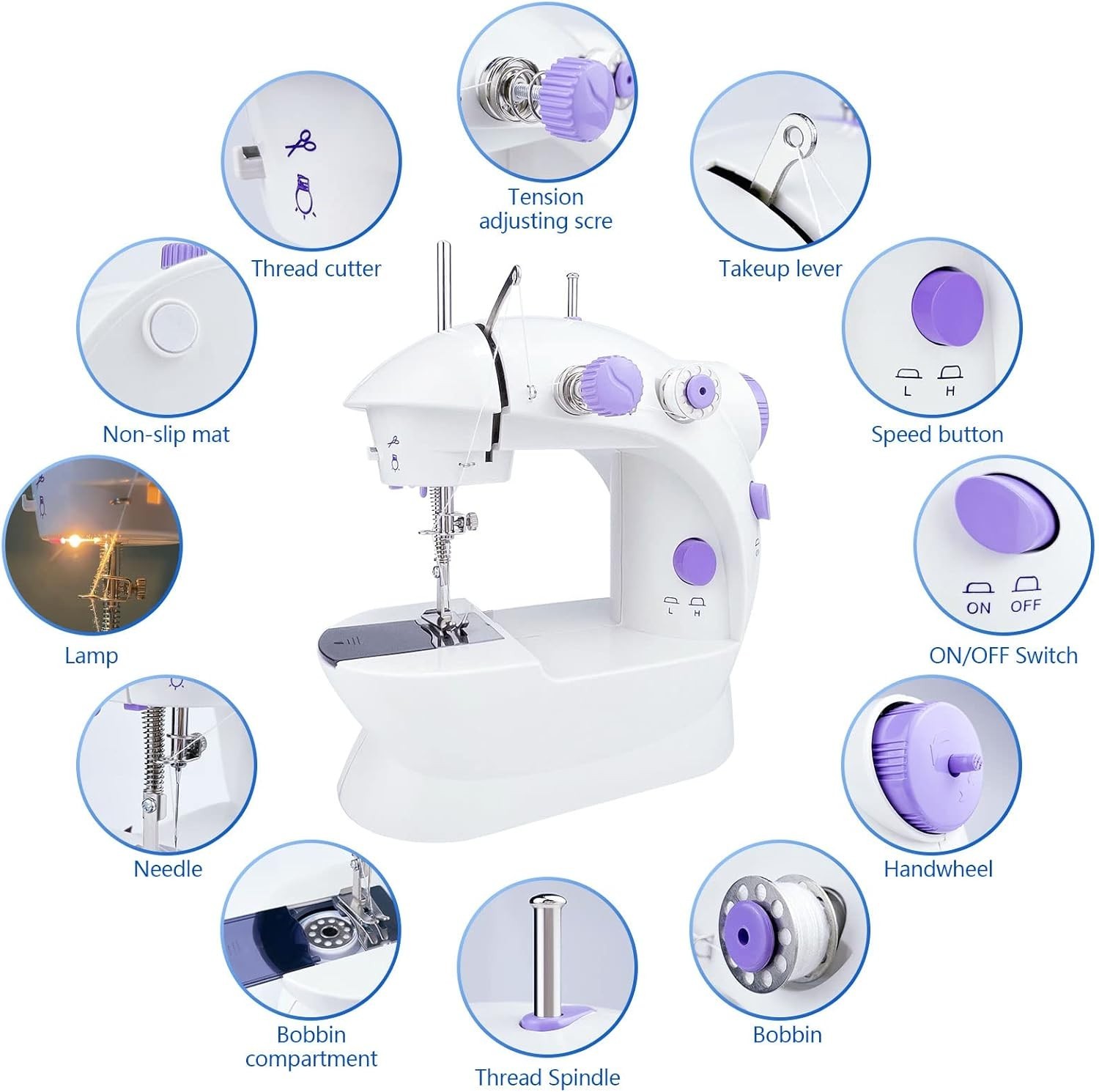 Mini Sewing Machine, Portable Electric Kit for Beginners | Sewing Accessories