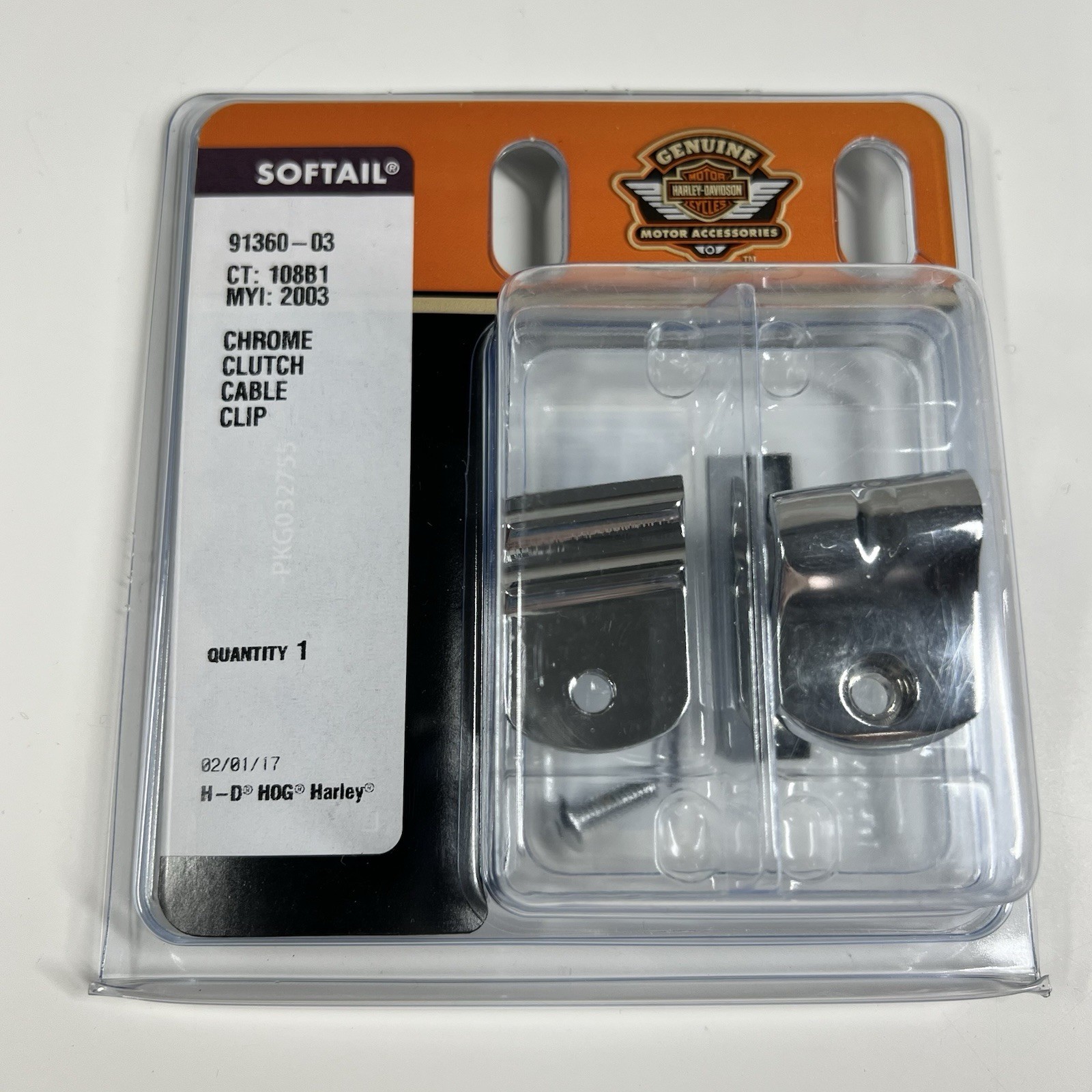 Harley Davidson 00-17 Softail Chrome Clutch Cable Clip 91360-03 Genuine OEM New