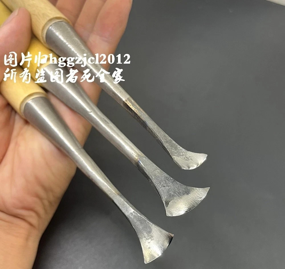 3 PC Bent Chisel Carbon Steel Wood Carving Dig Hole Spoon Knife Tray Craft Tool