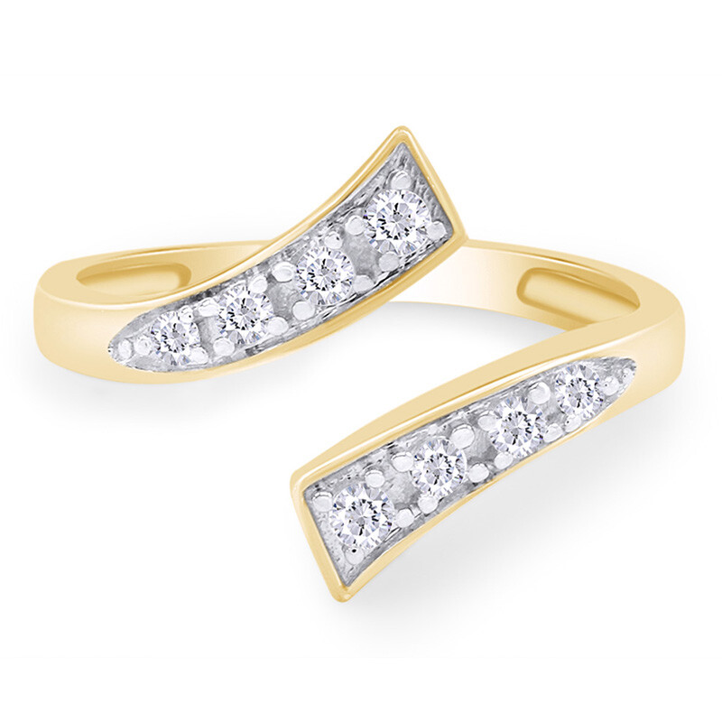 Adj Bypass Toe Ring In Simulated Diamond Sterling Silver