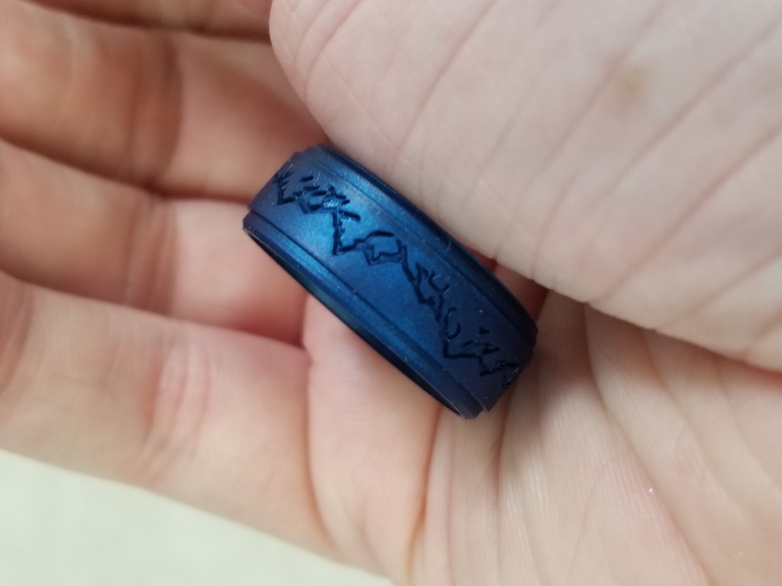 Knot Theory Engraved Silicone Ring - Engraved Mountain Blue - Size 12
