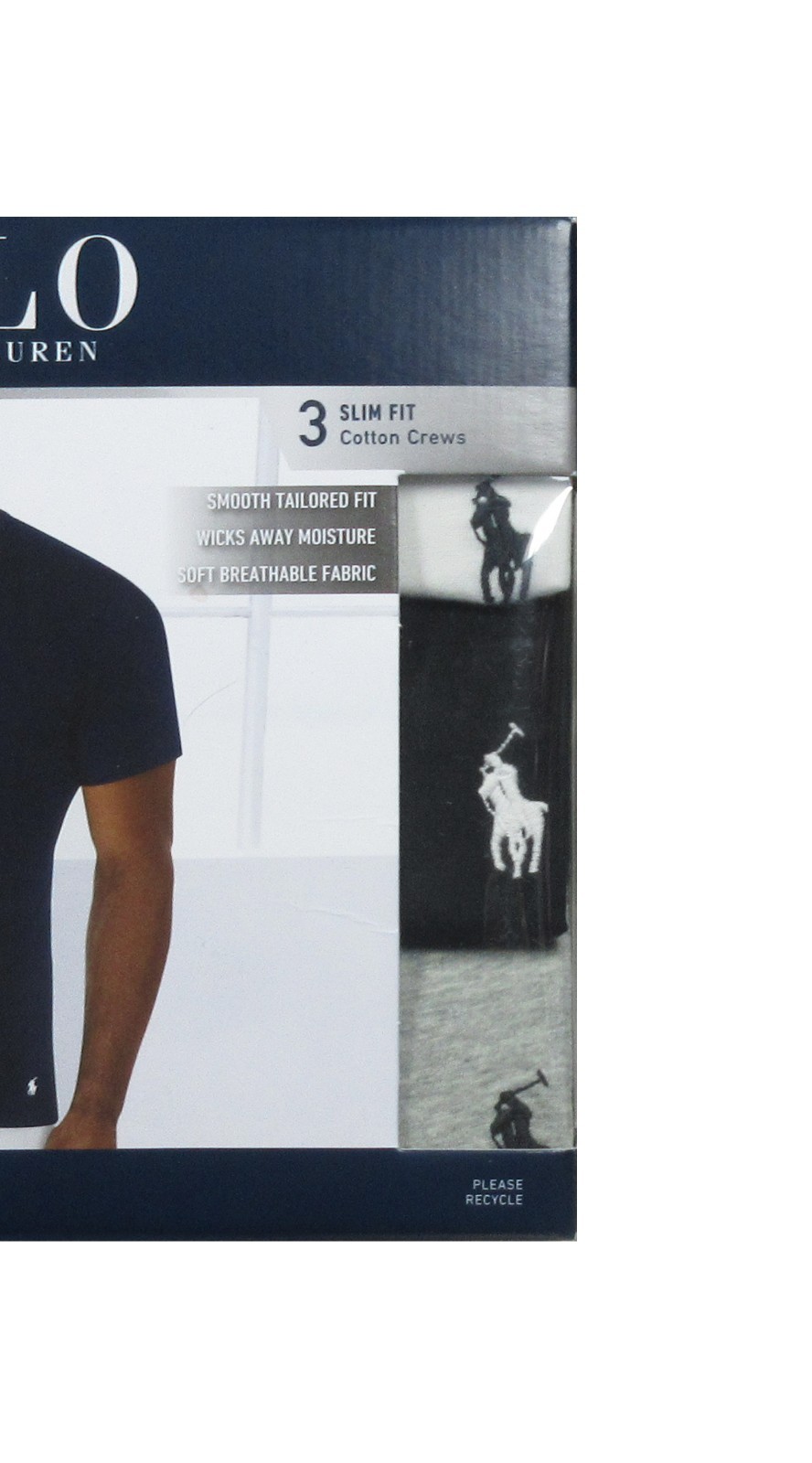 Polo Ralph Lauren Men's White-Black-Grey Slim Fit Crew-Neck 3 Pack T-Shirts M