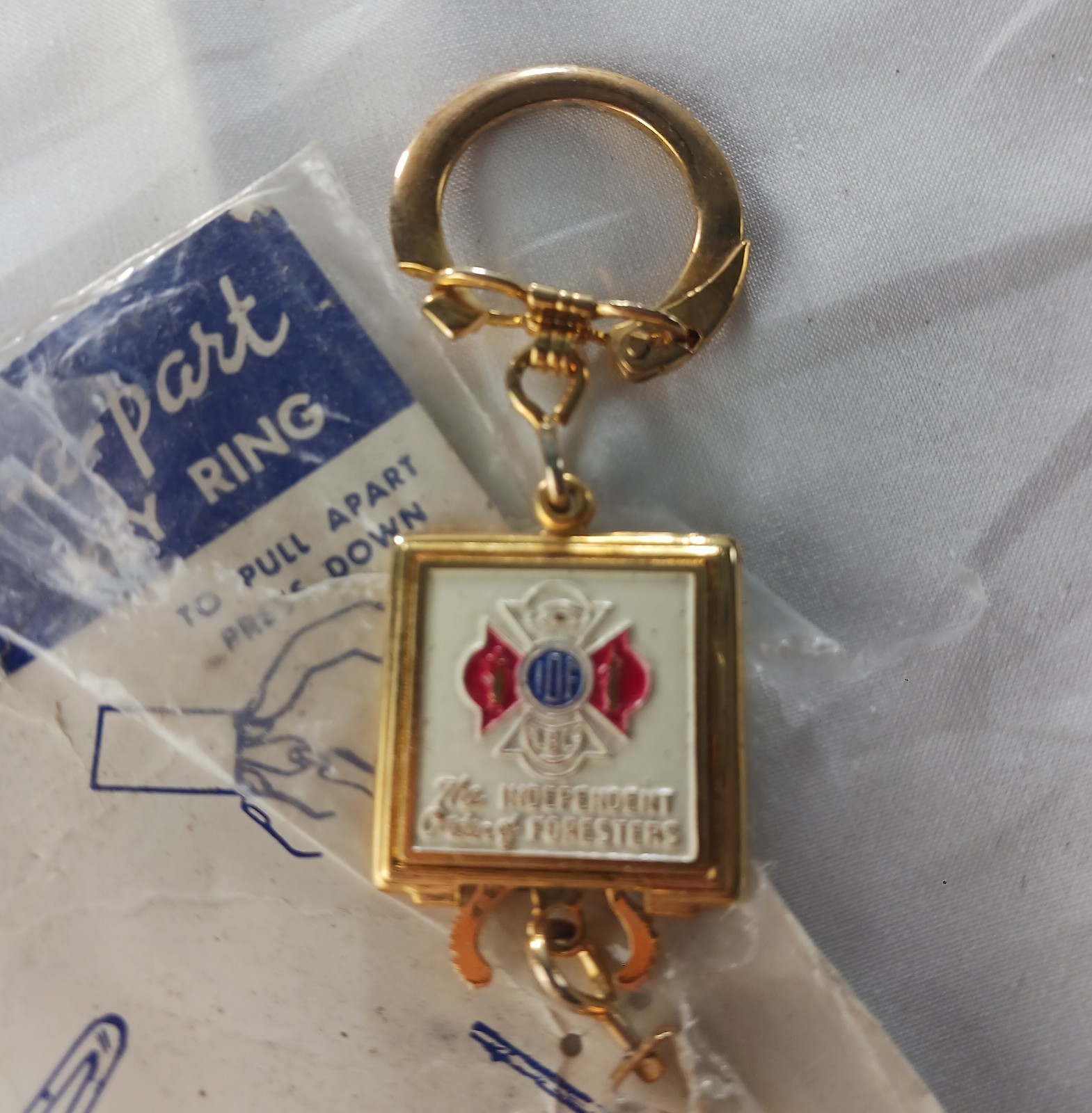 Vintage 1970's The Independent Order Of Foresters Keychain NEW In Open Package