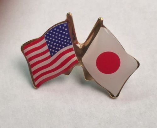 JAPAN and USA Crossed Friendship Flag Lapel Pin **MADE IN USA**