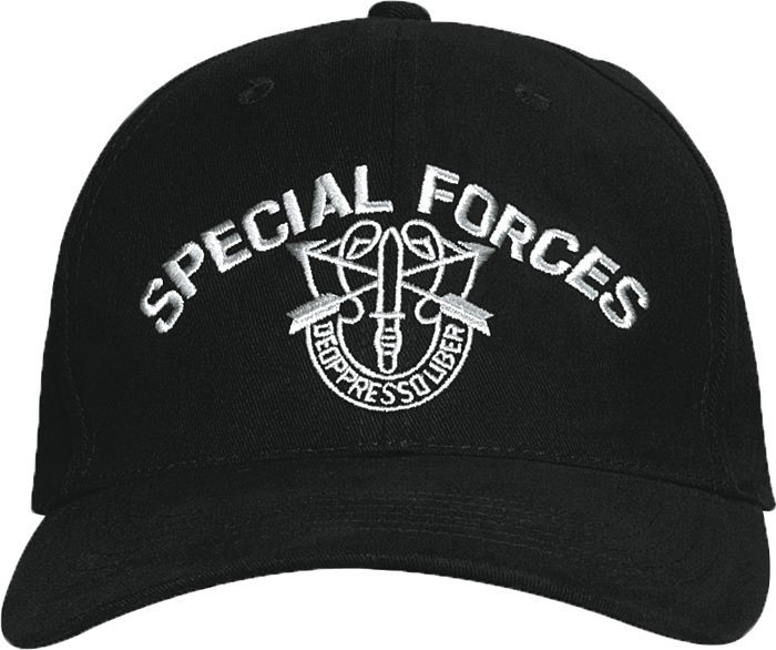 Black Special Forces Deoppresso Liber Embroidered Logo Adjustable Baseball Hat