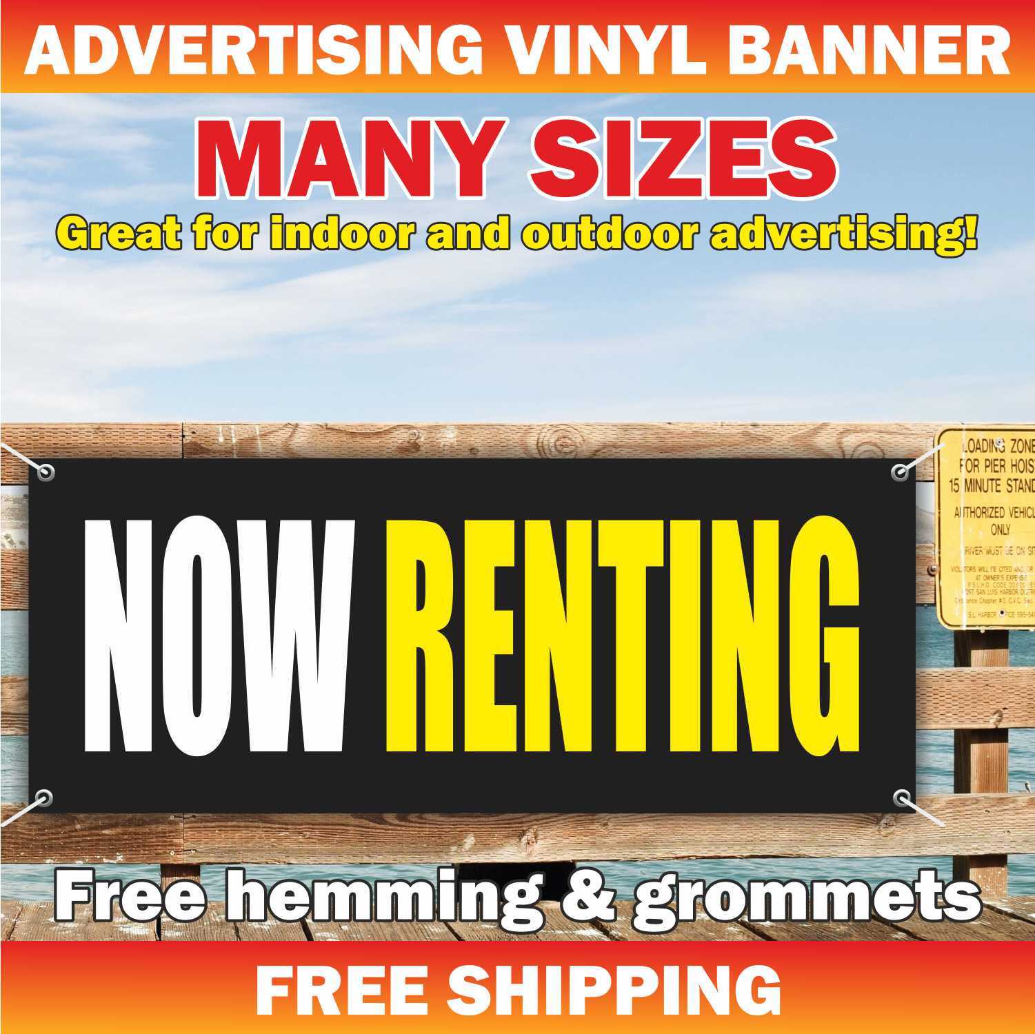 NOW RENTING Advertising Banner Vinyl Mesh Sign Rent Rental Commercial Space