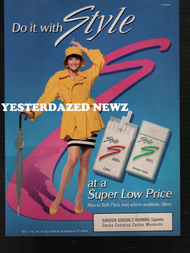 1992 print ad for Style 100's Cigarettes "Do it with Style"