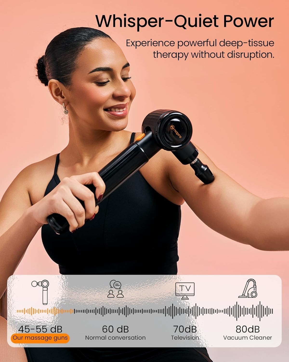 NAPRE Massage Gun with Extension Handle and 3 Adjustable Angles