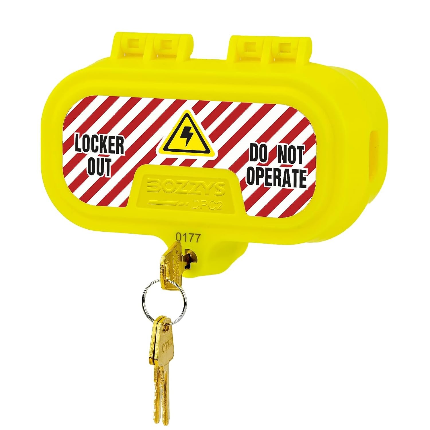 Plug Locks for Power Cords with Keys - Medium Self-Locking Cover (No Padlock Req