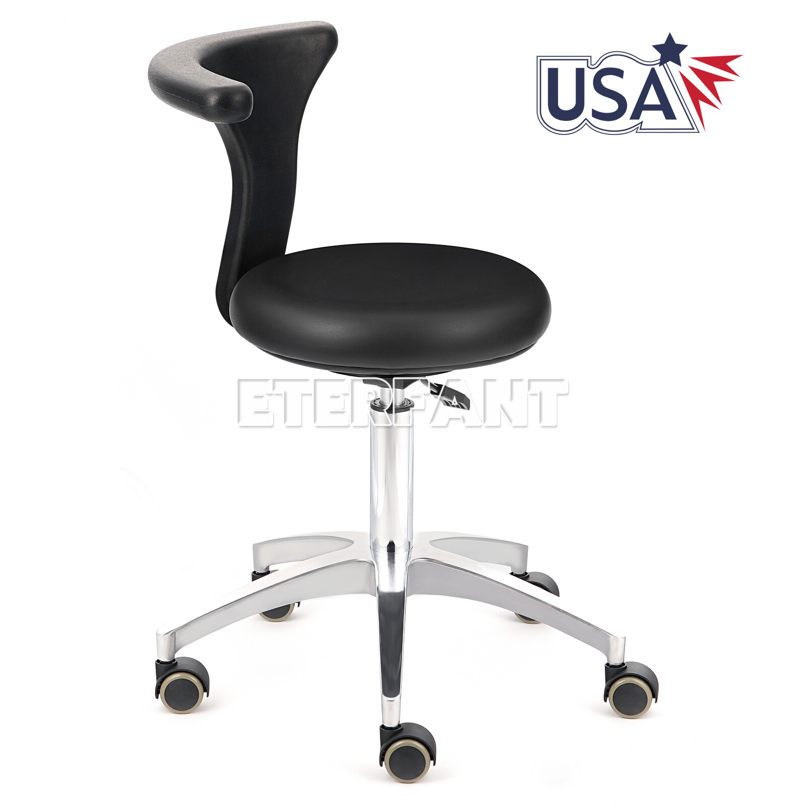 ETERFANT Dental Mobile Chair PU Leather Doctor Assistant Stool Adjustable Height