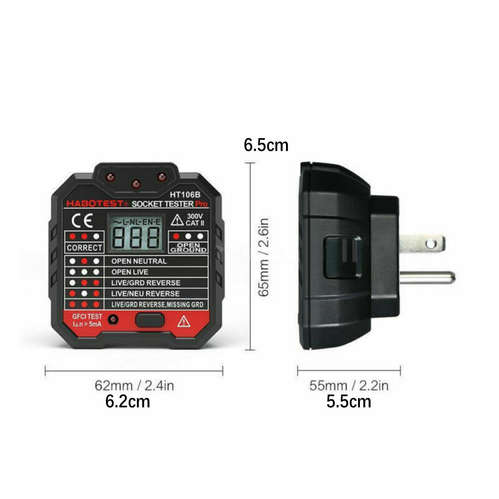 HT106B Advance Electric Socket Tester GFCI Test Mains Fault Checker US