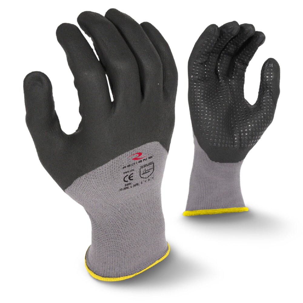 Radians RWG12 Nitrile Work Gloves - Foam Dipped Dotted Grip [12 Pair]