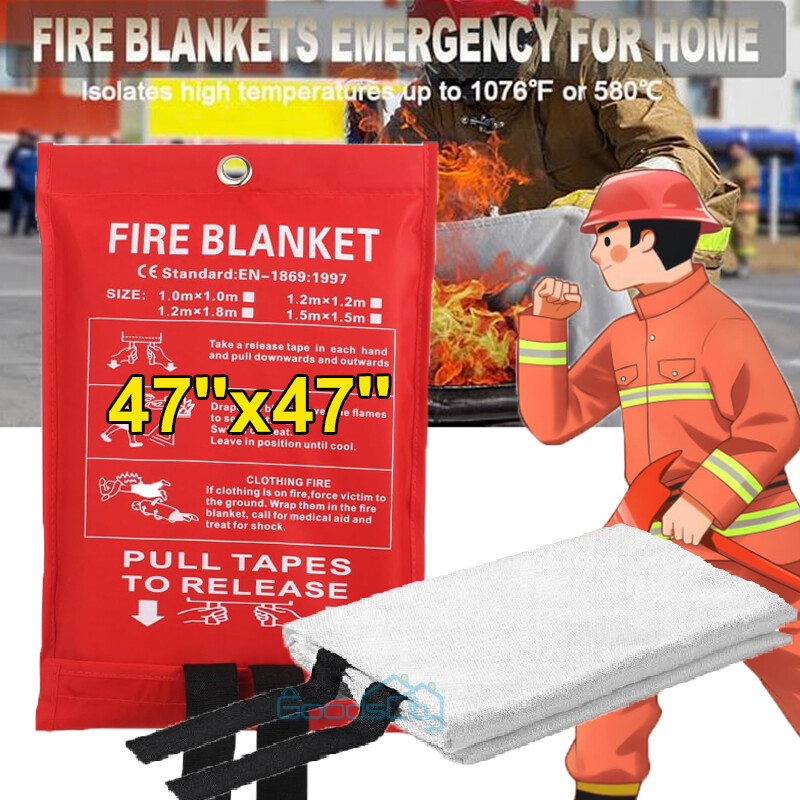 FIRE BLANKET Fiberglass Emergency Home Office Retardant Prepared 47''x47'',LARGE