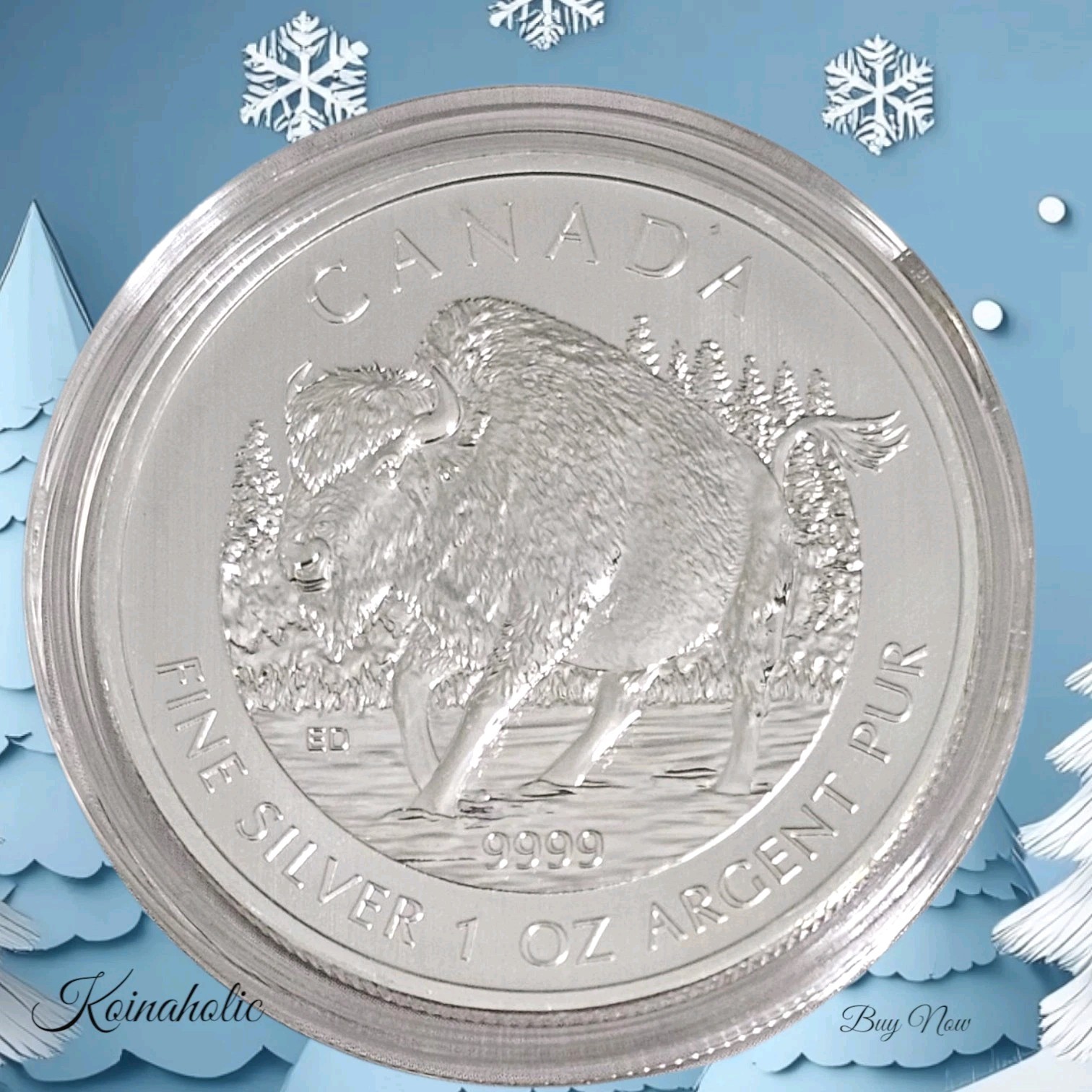 2013 Canadian 1 oz .9999 Silver Wood Bison, Wildlife Series, Pulled From Storage