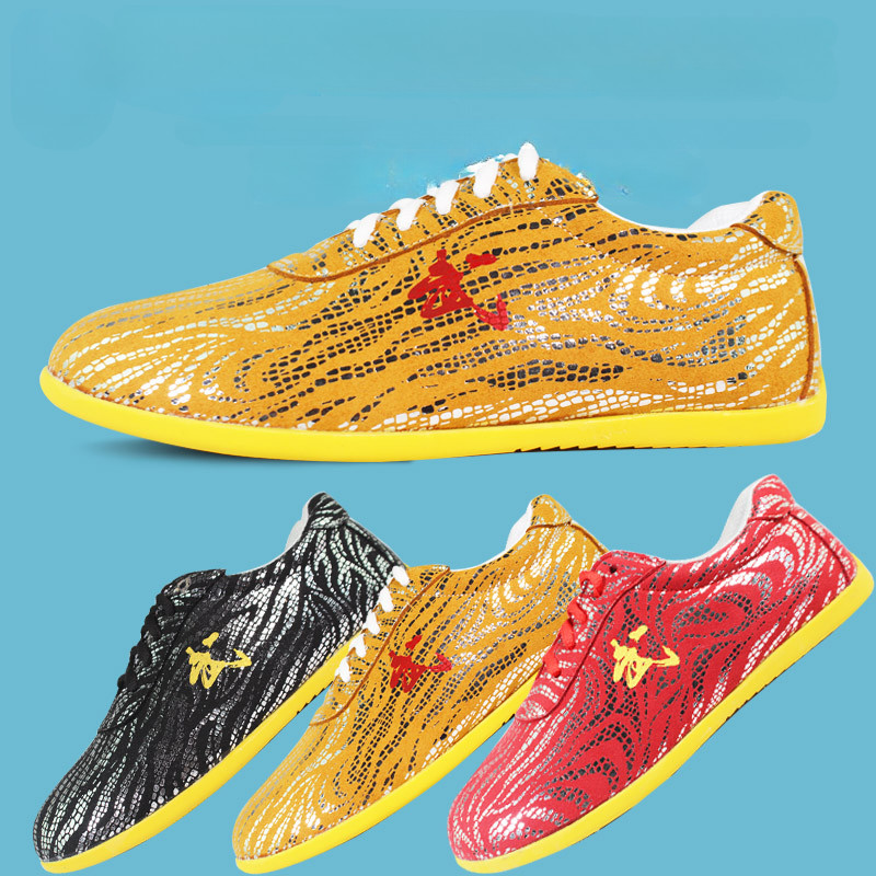 Unisex Adult Kids Faux Leather Shoes Sneaker Sequin Glitter Martial Art Tai Chi