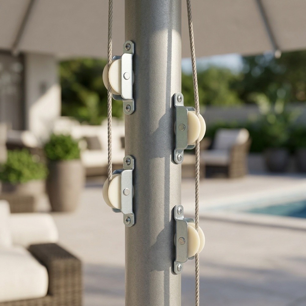 4 PCS Parasol Rope Pulley Bracket Replacement for Patio Umbrellas Easy Install