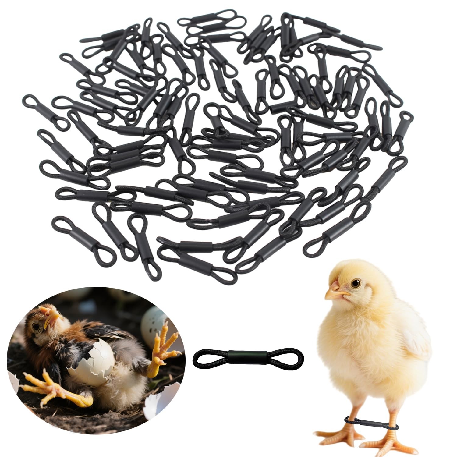 DoubleWood Chick Splay Leg Brace, 100 Pack Adjustable Poultry Hobble Bands fo...