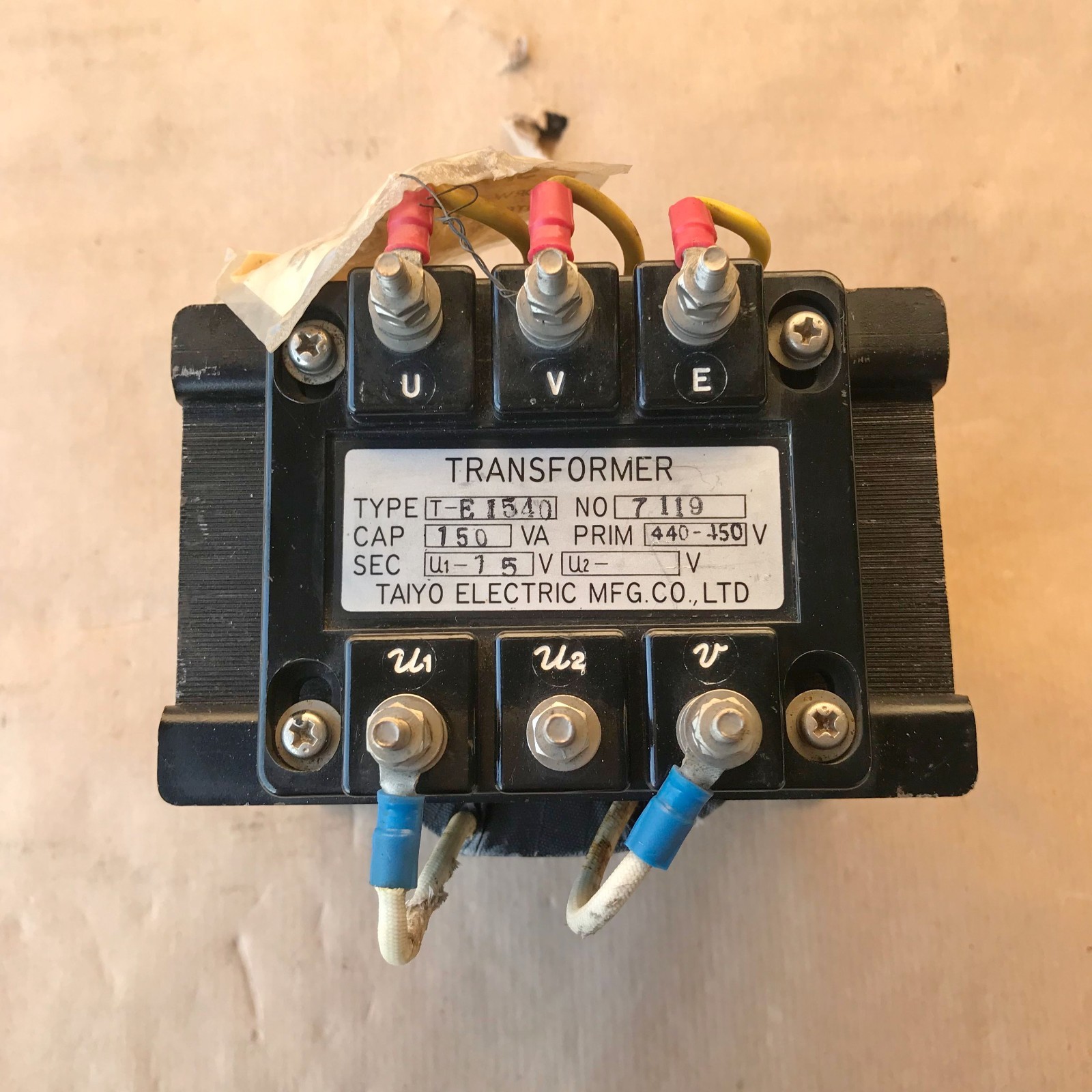 TAIYO ELECTRIC T-E1540 TRANSFORMER T-E 1540