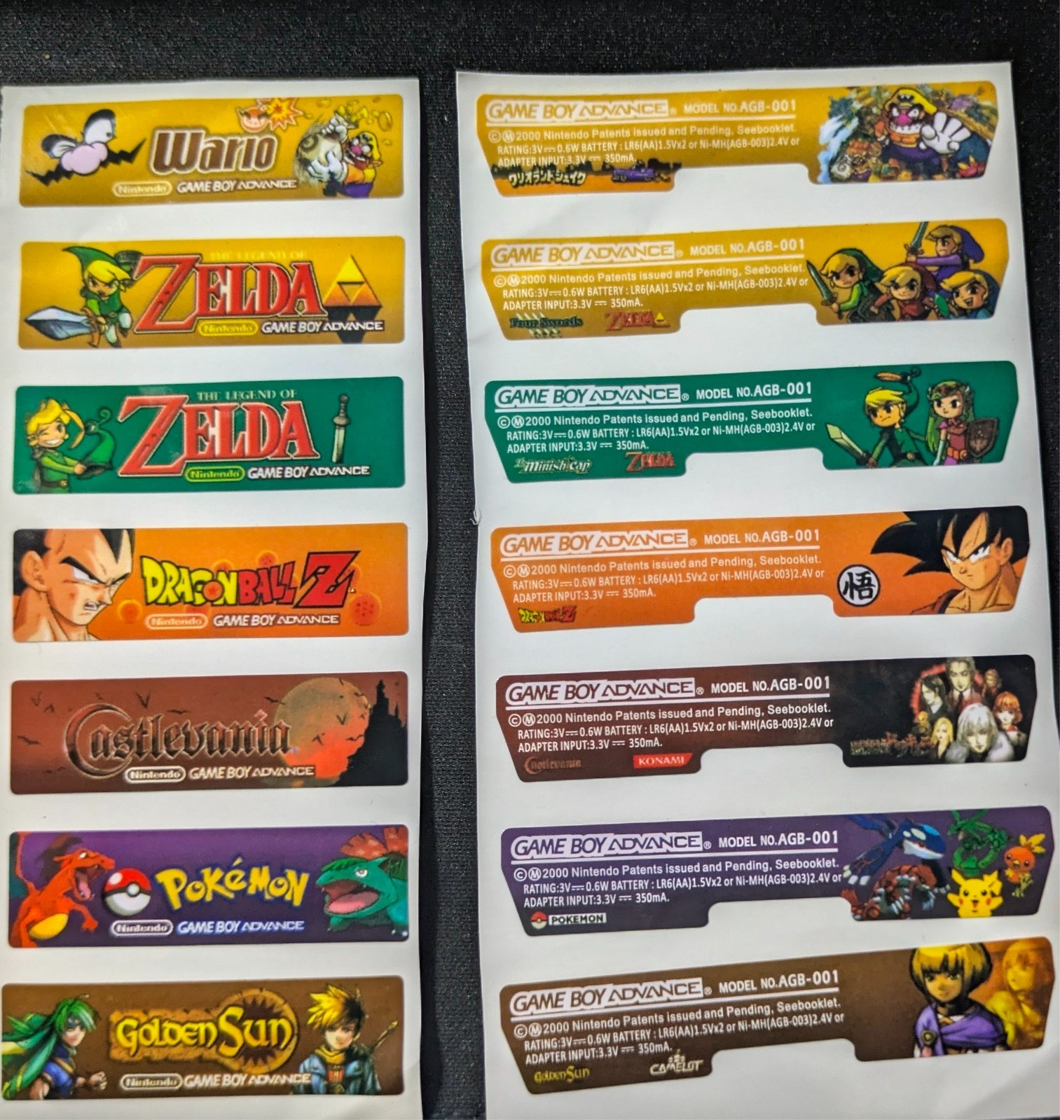 Gameboy Advance GBA  Holographic Replacement Sticker | PICK THE ONE YOU WANT