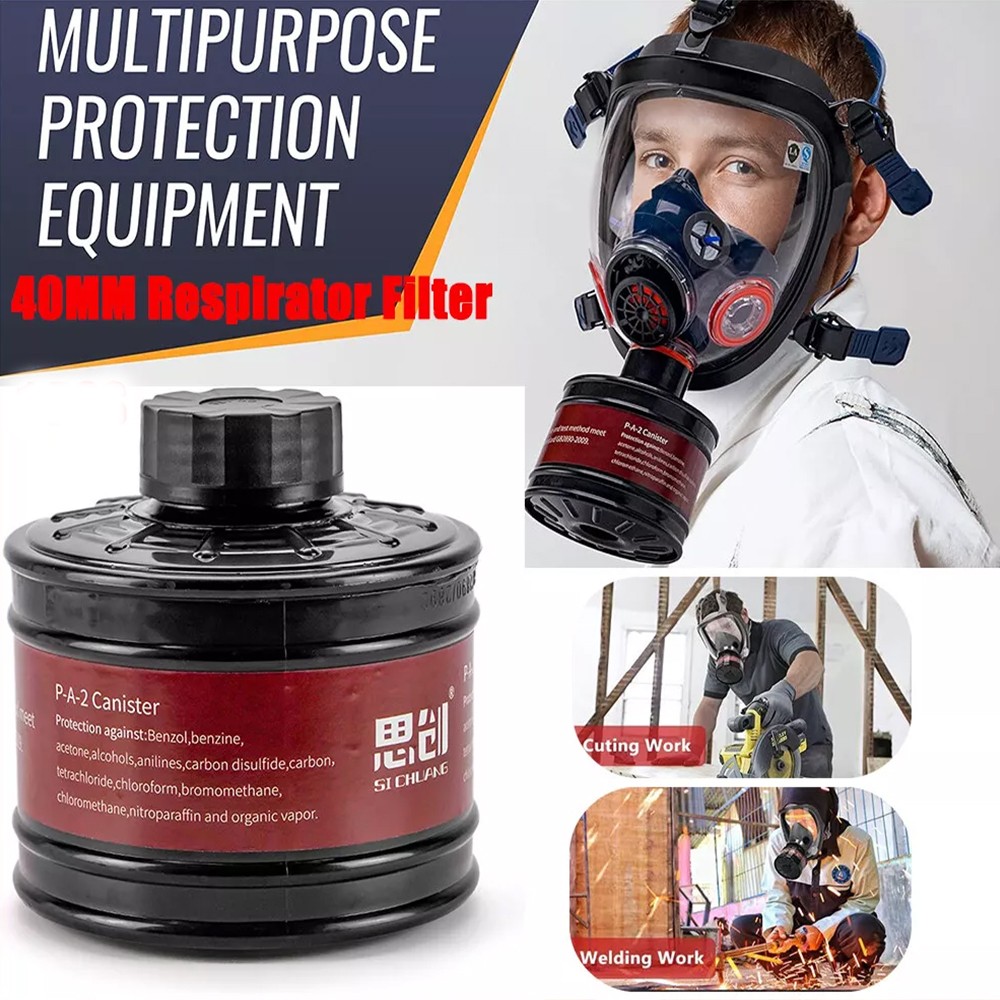 Full Face Gas Mask Survival Nuclear and Chemical 40mm Activated Carbon Filter