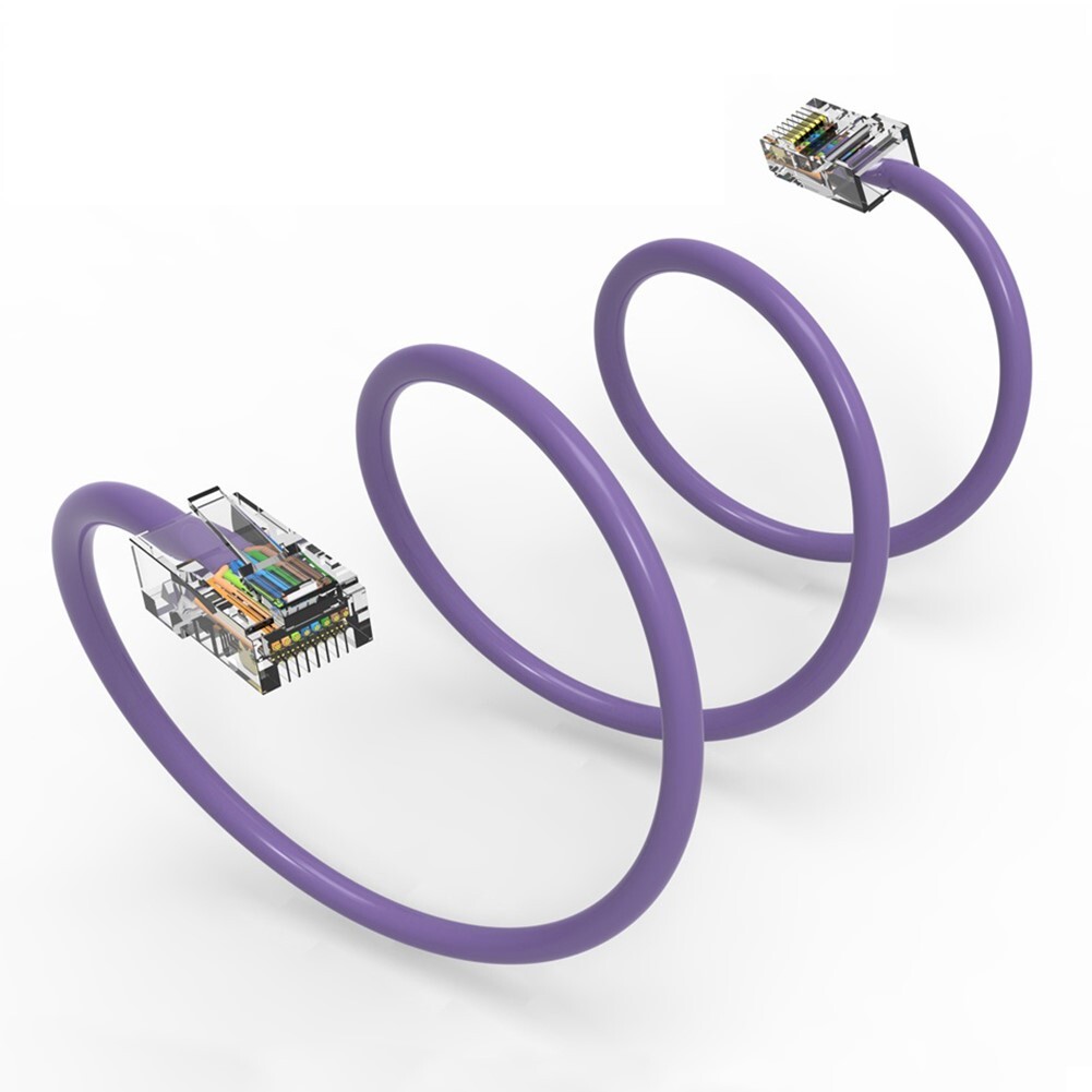 20FT Cat5e RJ45 Ethernet LAN Network UTP Non-Booted Patch Cable Copper Purple