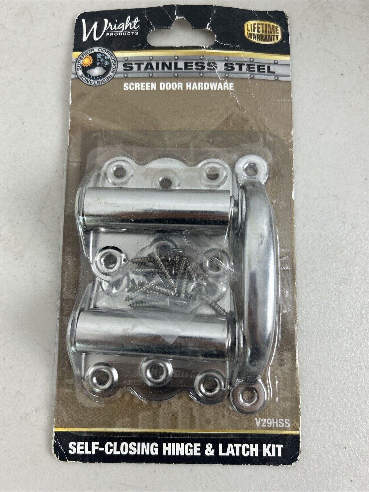 Wright Wood Screen Door Kit, Stainless Steel, Self Closing Hinge And Latch