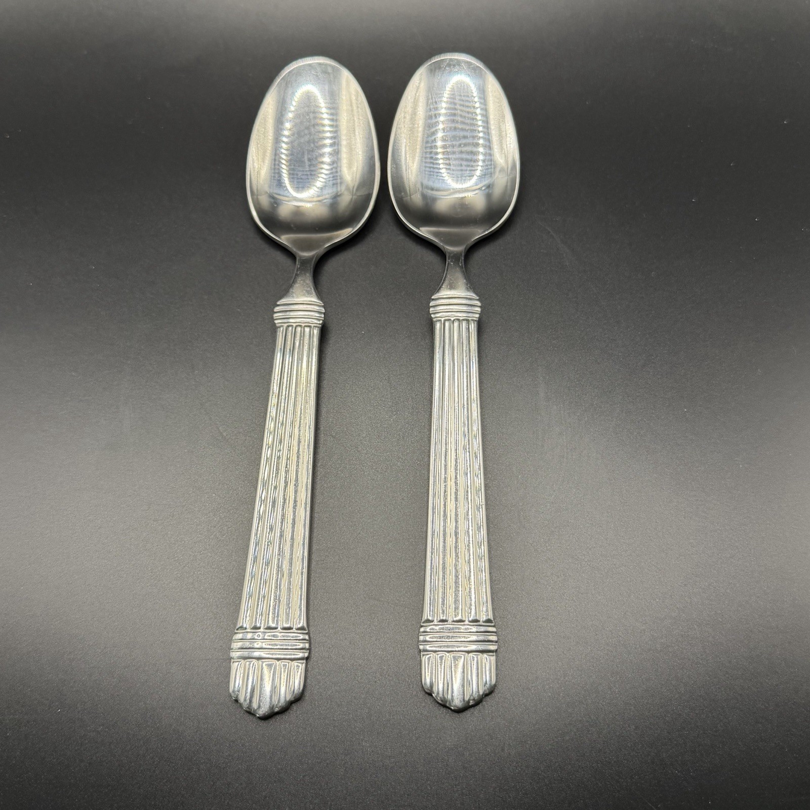 2 Wallace Silversmiths "Chardonnay"  Stainless Steel Flatware Place/ Soup Spoon